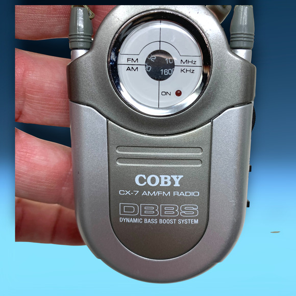 Coby CX-7 AM/FM Portable Lanyard Radio Dynamic Bass Boost System+ Earbuds - Picture 2 of 5